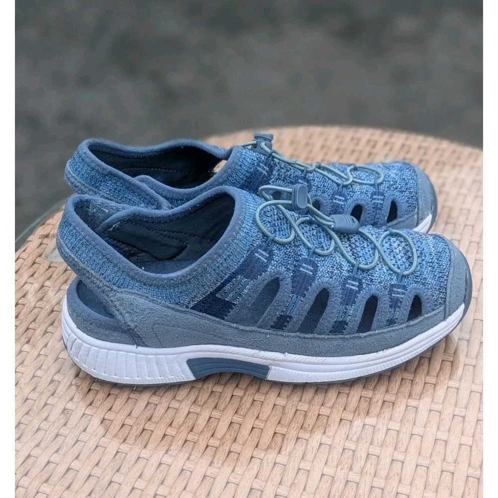 Outdoor Hiking Water Shoes Closed Toe Sport Sandals Orthofeet Blue Women 9 XW